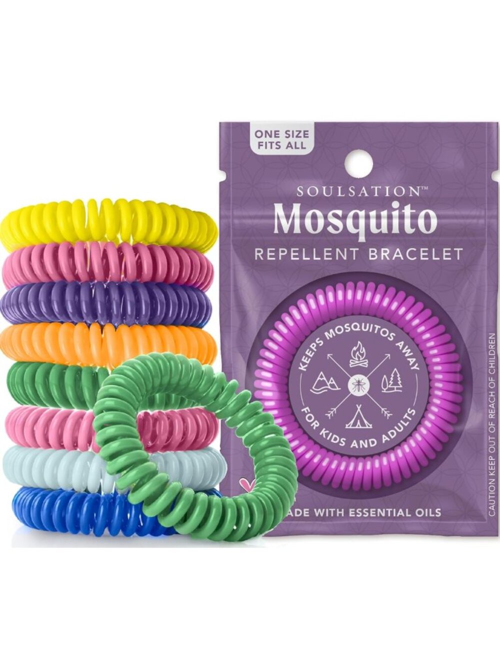 Natural Mosquito Repellent Bracelets for Kids & Adults - 25 Pack, Insect Defense